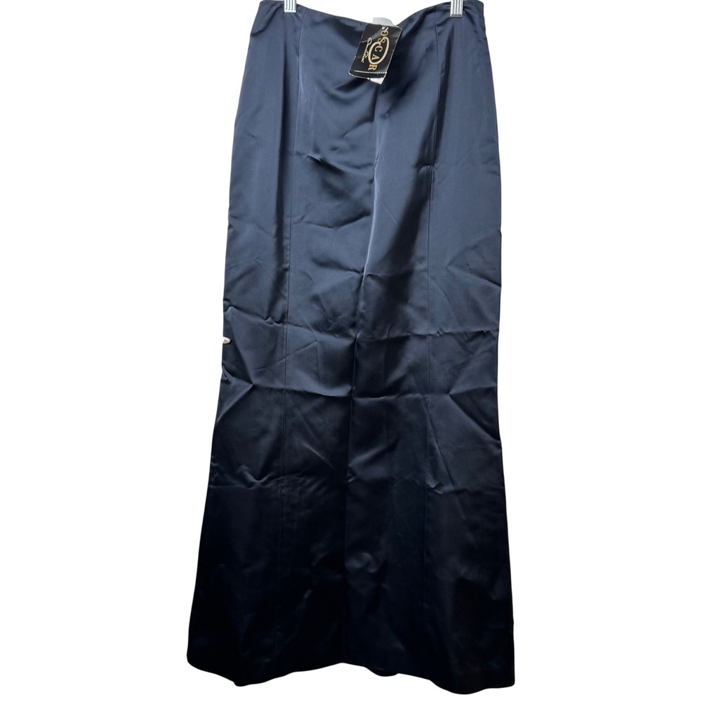 Oscar de la Renta Maxi‎ Skirt Womens 6 Navy Satin Bell Formal NEW